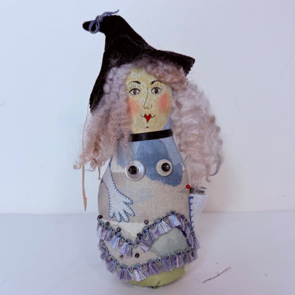 Folk Art Stitch Witch Sewing Push Pin Doll Primitive Artist Sign Crafting Gift